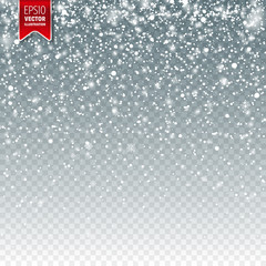 Fototapete - Snow with snowflakes. Winter background for Christmas or New Year holidays. Falling snow effect. Frost storm, snowfall, ice.