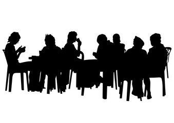 Poster - People in urban cafe on white background