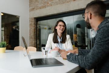 Poster - Exhilarating conversation at a job interview