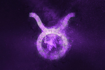 Wall Mural - Taurus Zodiac Sign. Night sky Abstract background