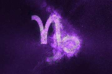 capricorn zodiac sign. night sky abstract background