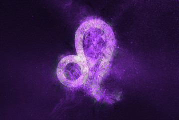 leo zodiac sign. night sky abstract background