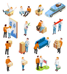 Canvas Print - Moving People Isometric Set