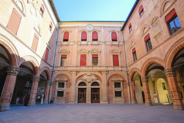 Poster - BOLOGNA , ITALY - may, 29, 2017: palace yard in a center of Bologna