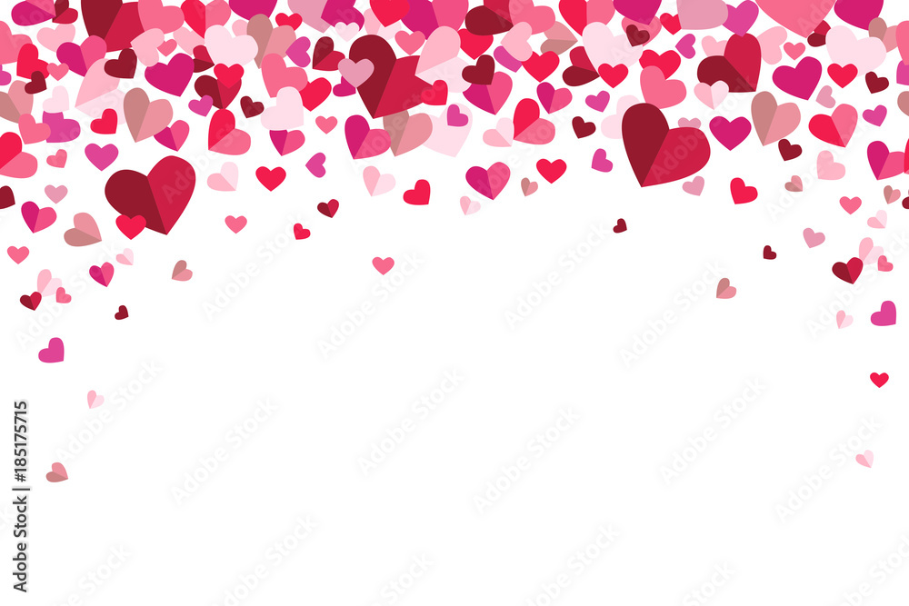 Valentines Day Floating Hearts Repeating Vector Background 1 - obrazy, fototapety, plakaty 