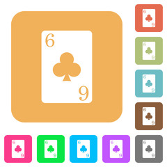 Poster - Six of clubs card rounded square flat icons