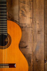 Wall Mural - guitar in wood background