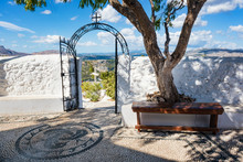 Iron Gate And Cross In Front Of Tsambika Monastery, (RHODES, GREECE)