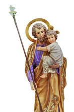 St Joseph Holding The Christ Child Statue Isolated