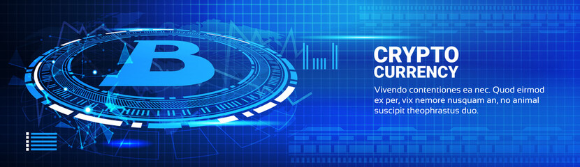 Poster - Bitcoin Charts Modern Web Money Networking Technology Crypto Currency Trading Concept Horizontal Banner Vector Illustration