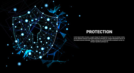 Poster - Shield Polygonal Over Dark Background Business Concept Of Data Security And Protection Vector Illustration