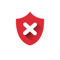 Poster - Red Shield Icon Access Denied Protection And Security Concept Vector Illustration