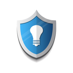 Poster - Light Bulb On Shield Icon Protection And Security Concept Vector Illustration
