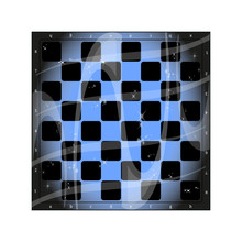 Vector Illustration Chessboard Design. Light Blue And Dark Blue Cells.