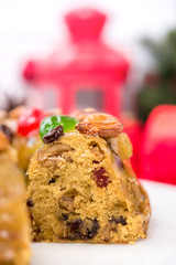 Wall Mural - Close up of mixed nut Christmas fruitcake texture