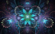 Dark colorful fractal flower, digital artwork for creative graphic design