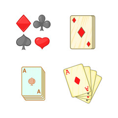 Poster - Sign play card icon set, cartoon style