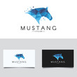 Horse logo. Polygonal mustang logotype. 