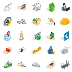 Poster - Industrial company icons set, isometric style
