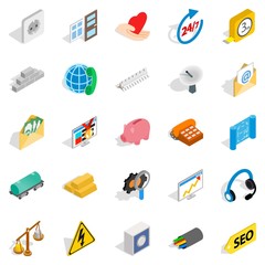 Poster - Industrial complex icons set, isometric style