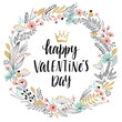 Valentine`s Day Callygraphic Wreath - hand drawn