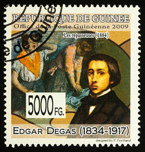 Painting "Ironers" By Edgar Degas On Postage Stamp