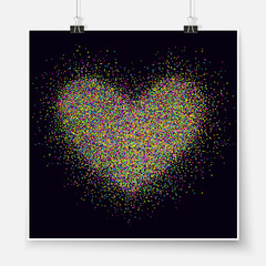 Wall Mural - Heart confetti valentines day love poster glitter colorful