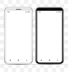 Wall Mural - the front of the smartphone is white and black with a blank screen in high detail