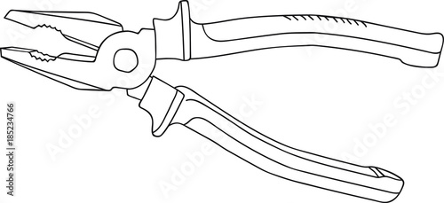 Line Art Vector Illustration Handtool High-Leverage Plier Coloring Page