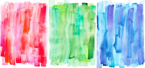 Sticker - Abstract painting with red, green and blue paint strokes on white