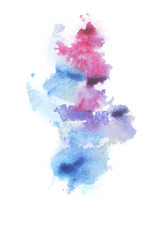 Sticker - Abstract painting with bright colorful watercolour paint blots and spots on white