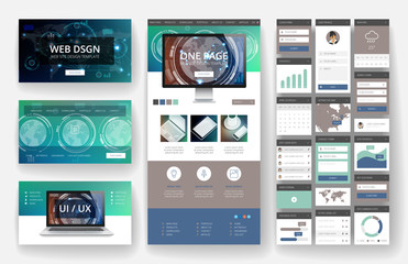 Poster - Website design template and interface elements
