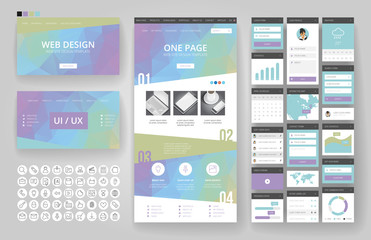 Wall Mural - website design template and interface elements