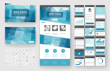 Wall Mural - website design template and interface elements