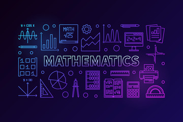 Poster - Mathematics vector line colorful horizontal banner