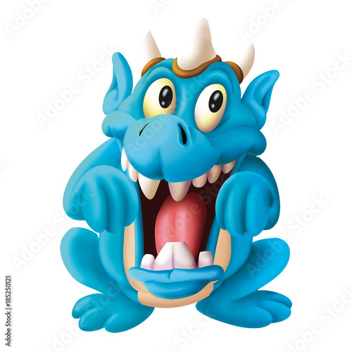 Scared Blue Monster Open Mouth Dragon Alien Cute Mascot Buy This Stock Illustration And Explore Similar Illustrations At Adobe Stock Adobe Stock