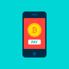 Wall Mural - Bitcoin Mobile Pay Concept