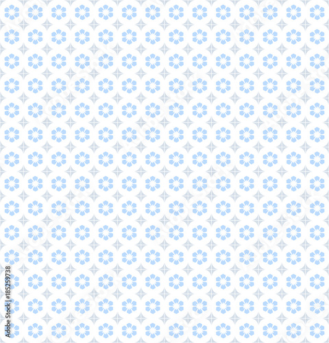 Floral Pattern Wallpaper Seamless Vector Background Blue