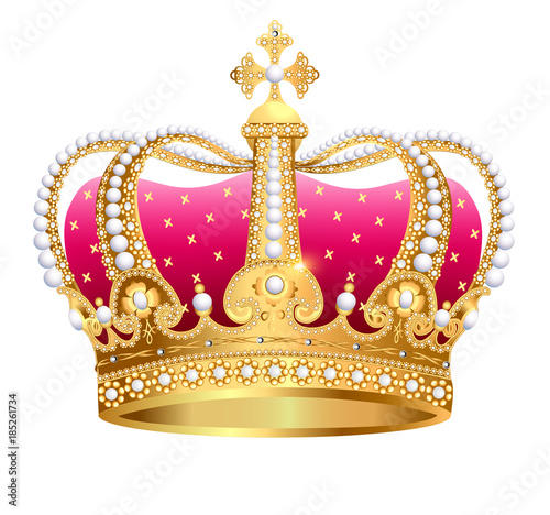 Photographie illustration gold(en) royal crown insulated on white background