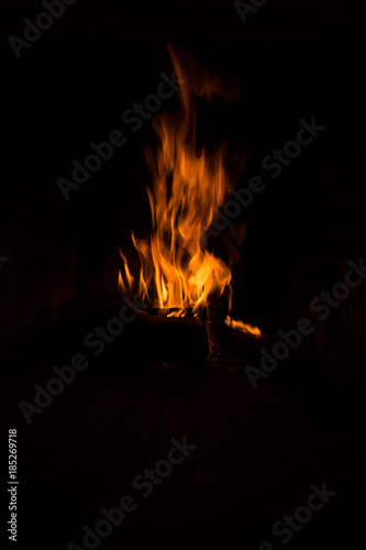 Fire Isolated In Black Woods Fireplace For Background Dark Buy