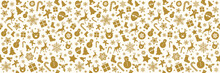 Panoramic Seamless Pattern With Christmas Decorations. Vector.