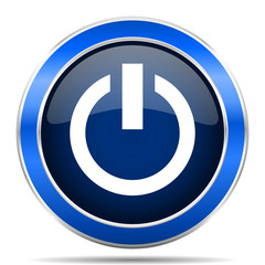 Aufkleber - Power blue silver metallic round glossy vector icon. Modern design web and mobile applications button in eps 10
