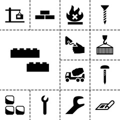 Poster - Build icons. set of 13 editable filled build icons