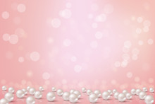 Beautiful Pink Background With Pearls.Vector Romantic Illustration.