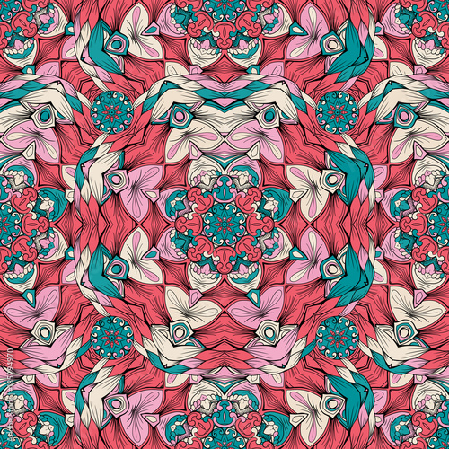 Cotton fabric Kolor wzór w mandali styl wektor ilustracja. Wzór druku z elementami ornament kolor dla projekt sieci szkieletowej