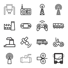 Poster - Station icons. set of 16 editable outline station icons