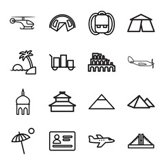 Poster - Tourism icons. set of 16 editable outline tourism icons