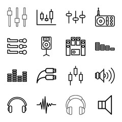 Poster - Volume icons. set of 16 editable outline volume icons