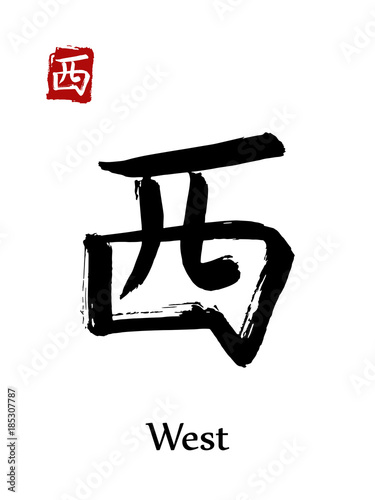 Fotografie, Obraz Hieroglyph chinese calligraphy translate - west