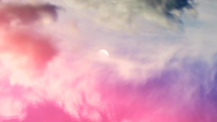 Wall Mural - Heavens in motion and moving planet. Abstract space fantasy form of atmosphere. Promised heaven from above. Sky background with clouds flying color.  